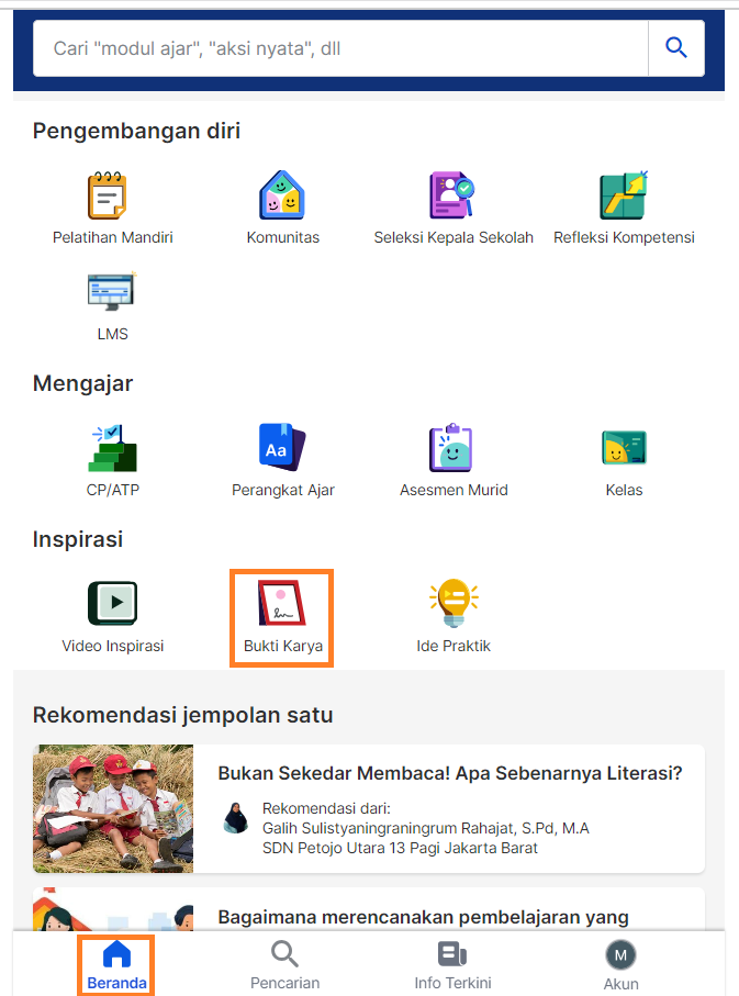 Mengenal Fitur Bukti Karya Merdeka Mengajar