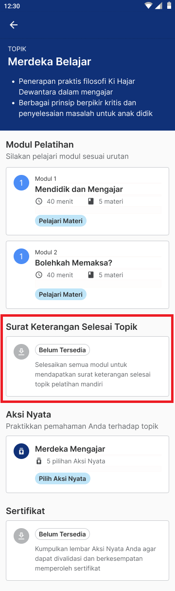 Surat Keterangan Selesai Topik