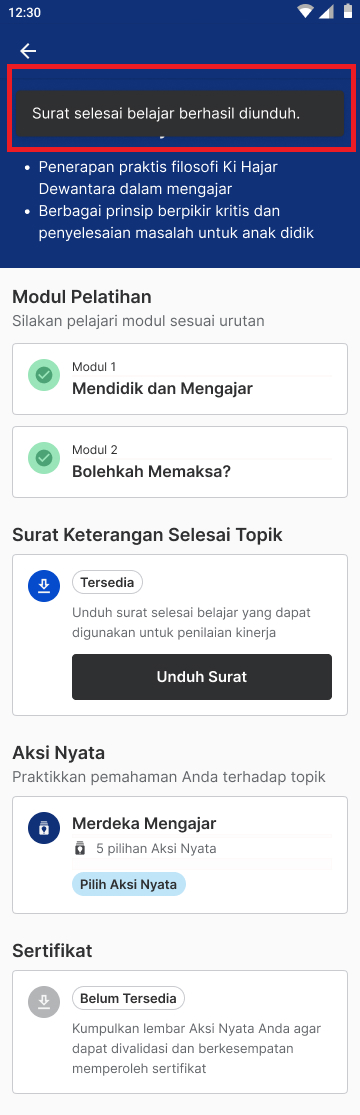 Cara Unduh Surat Keterangan Selesai Topik